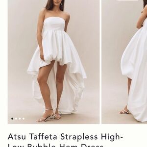 White Strapless High-Low Dress